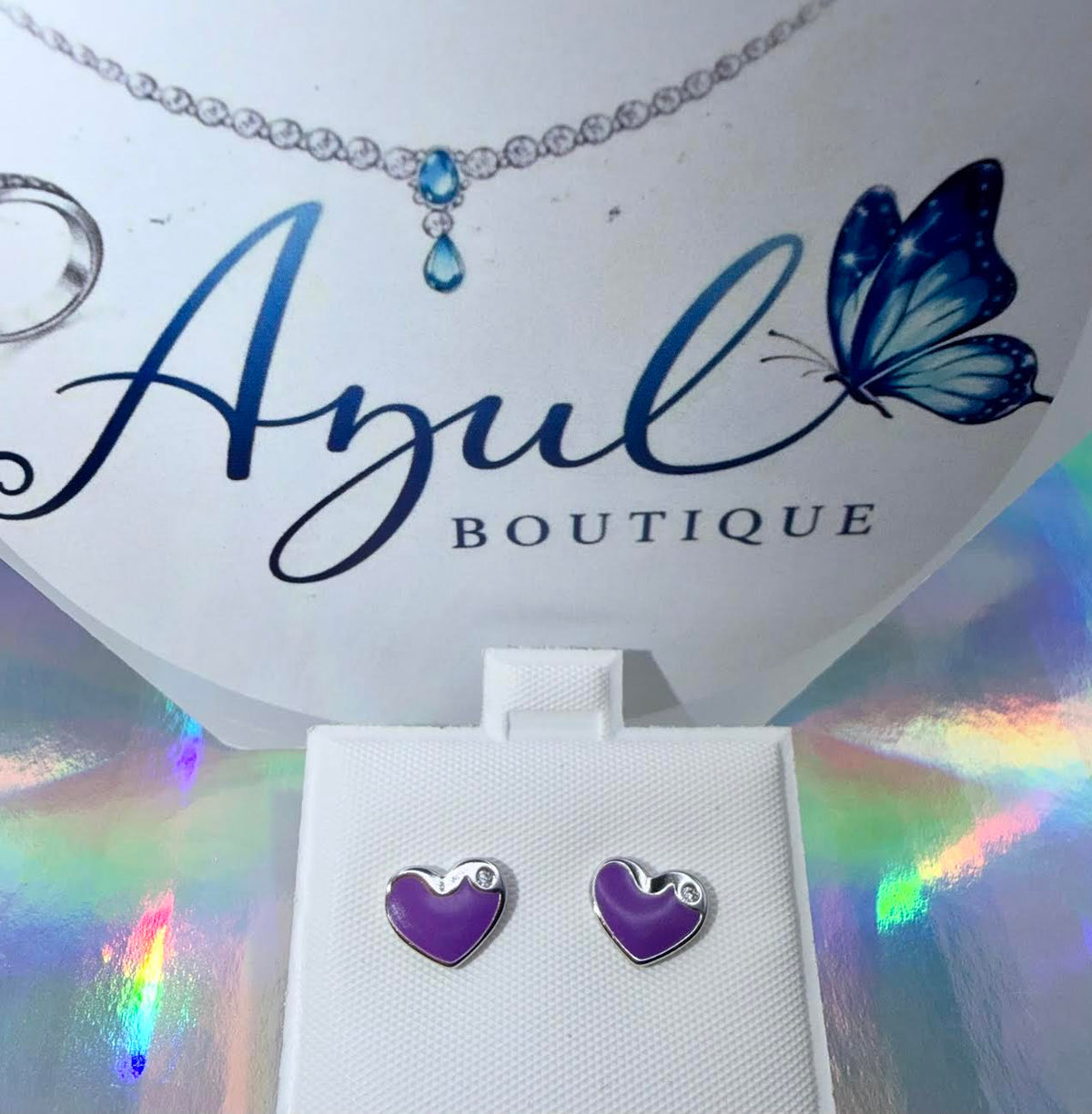 White gold laminated purple heart set