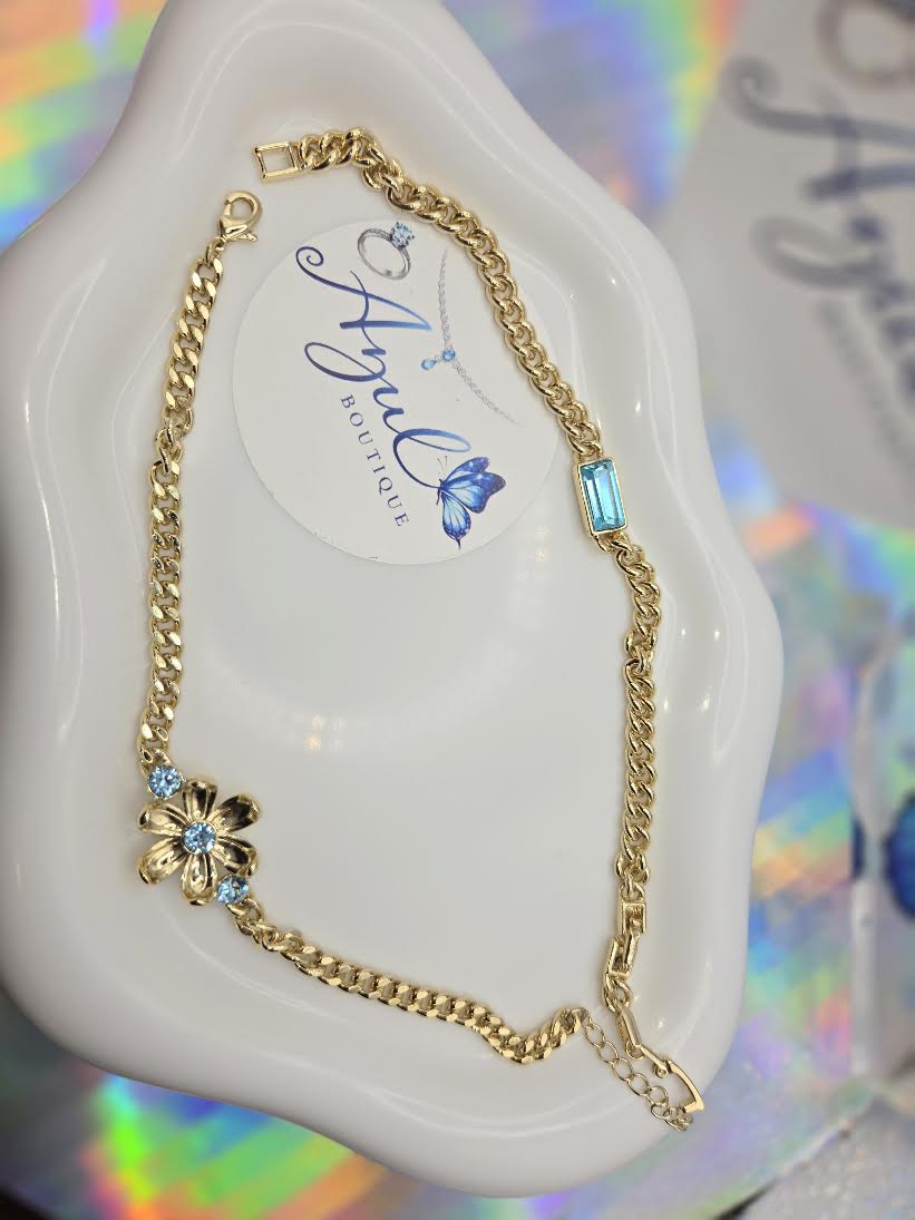 Turquoise stone & flower bracelets