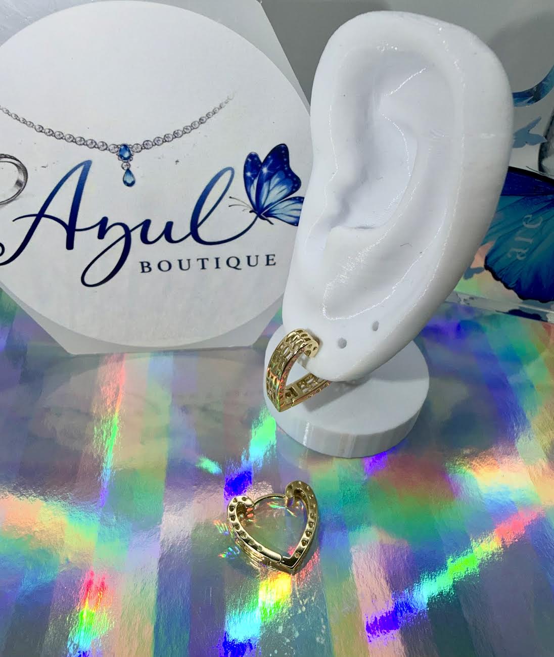 Heart medium hoops earrings gold