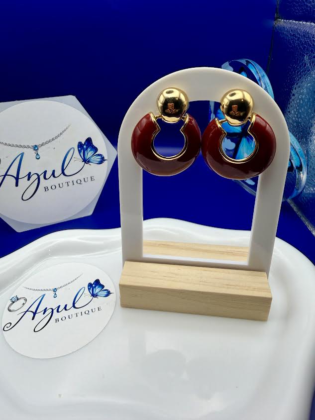 Red Big Hoop Earrings With Gold