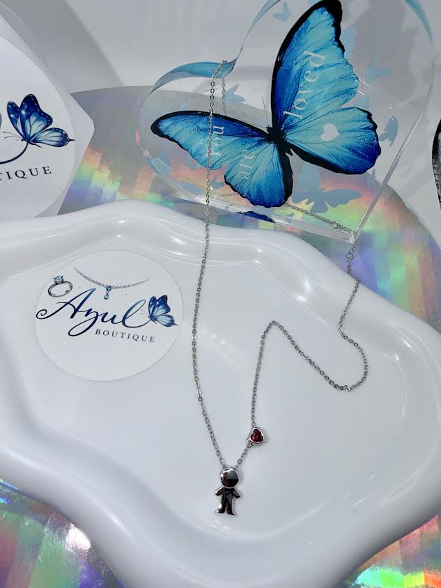 Silver 925 necklace with a boy figure