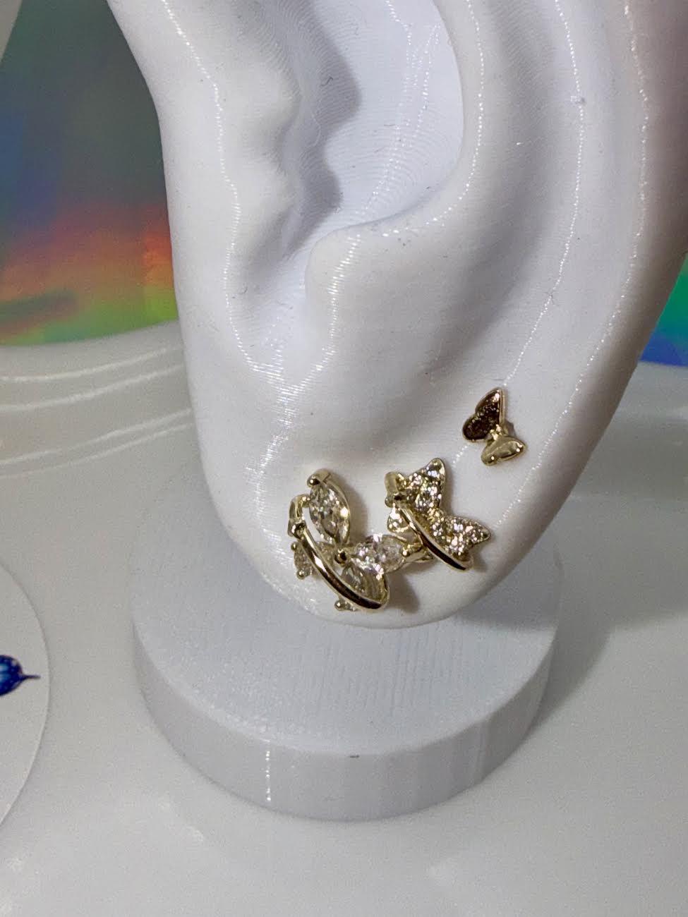 Gold plated little butterfly studs