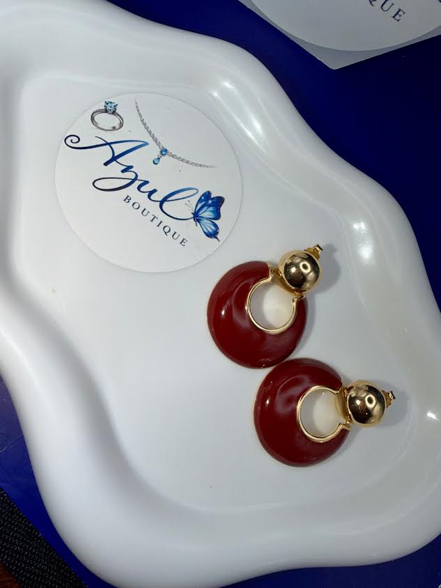 Red Big Hoop Earrings With Gold