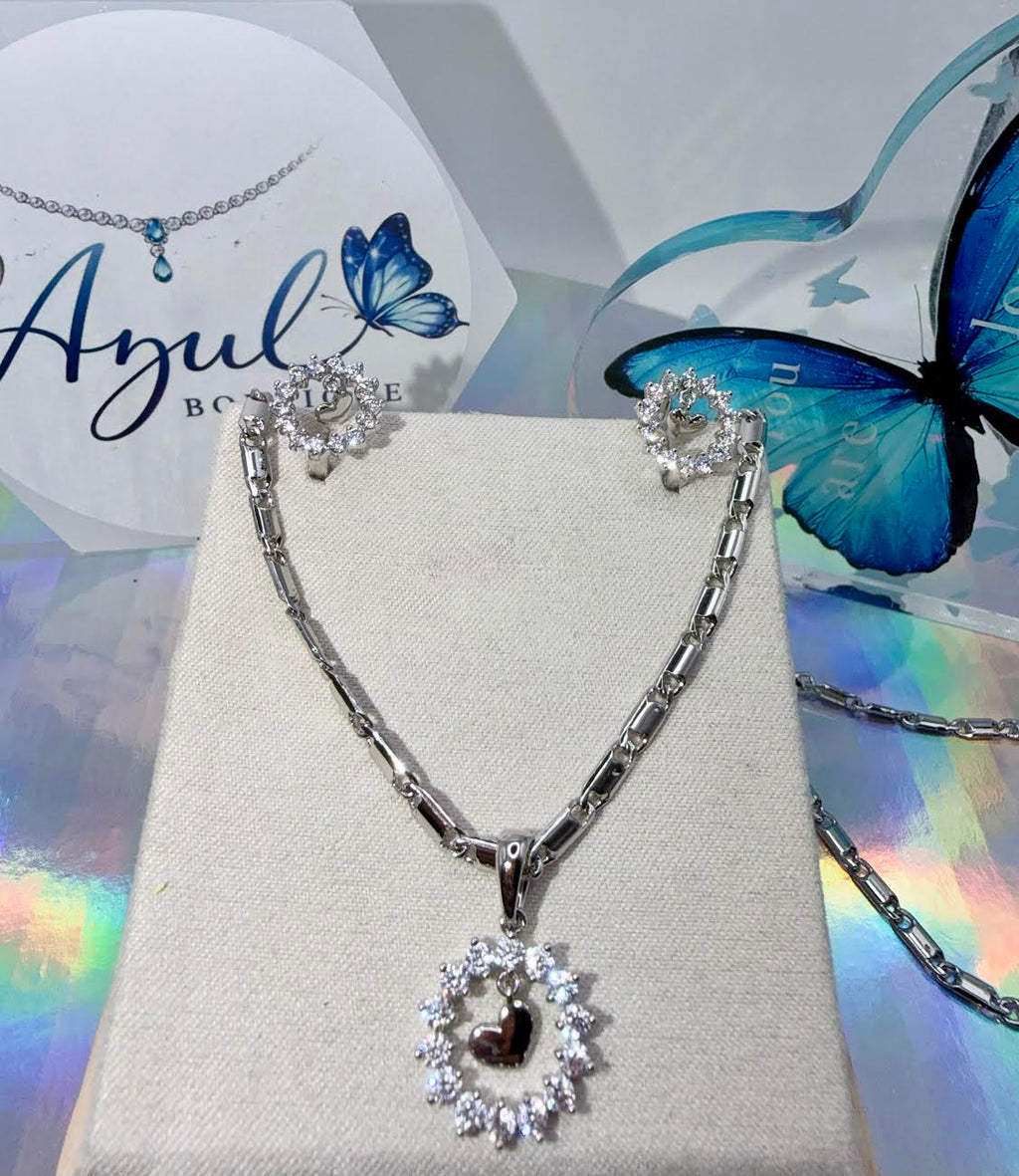 White gold laminate circular set