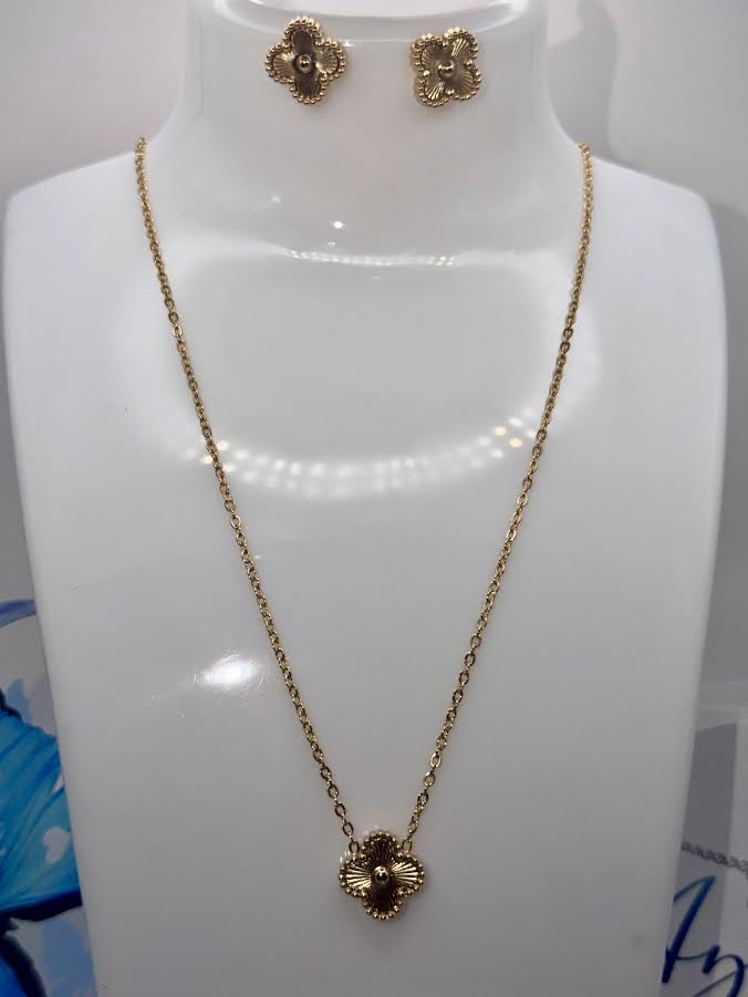 Stainless steel gold clover set