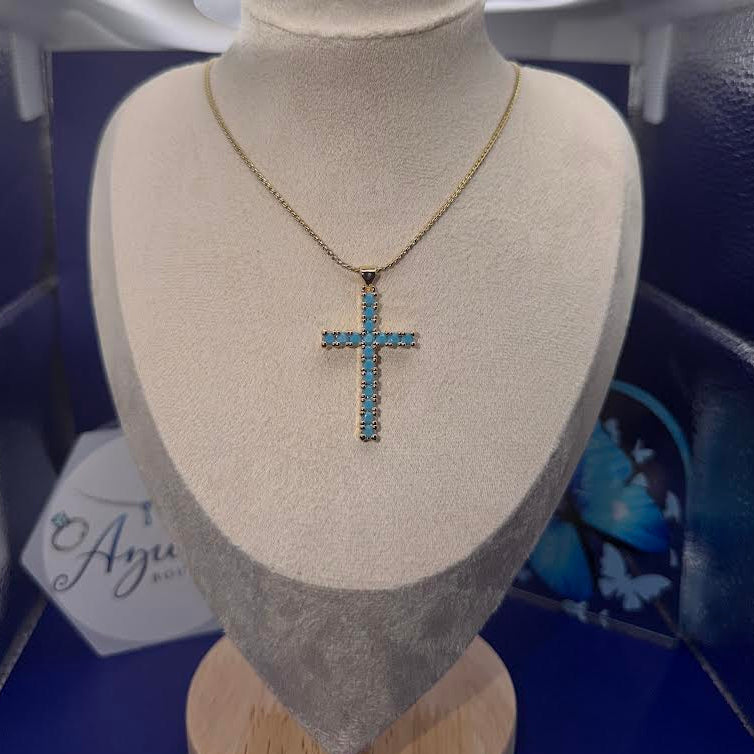 Vibrant Turquoise blue cross chain