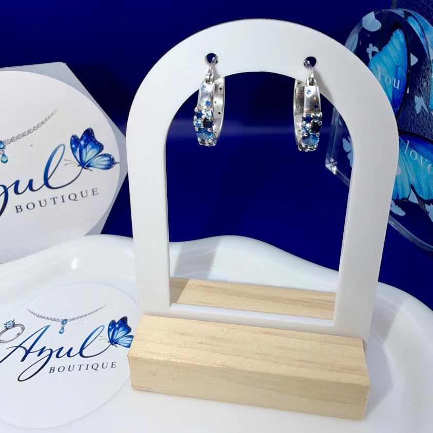 Blue Studded Hop Earrings