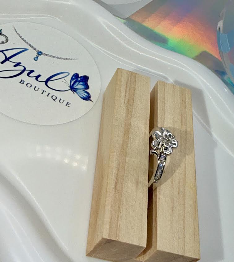Flower silver ring
