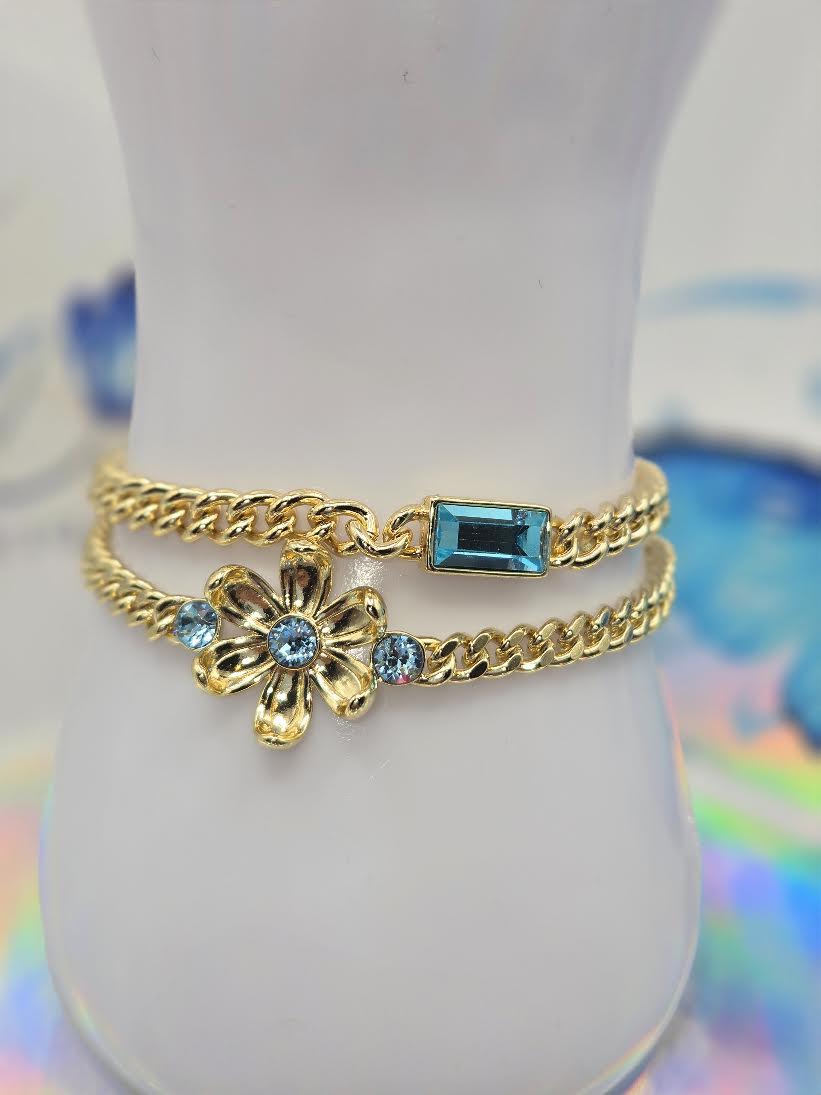 Turquoise stone & flower bracelets