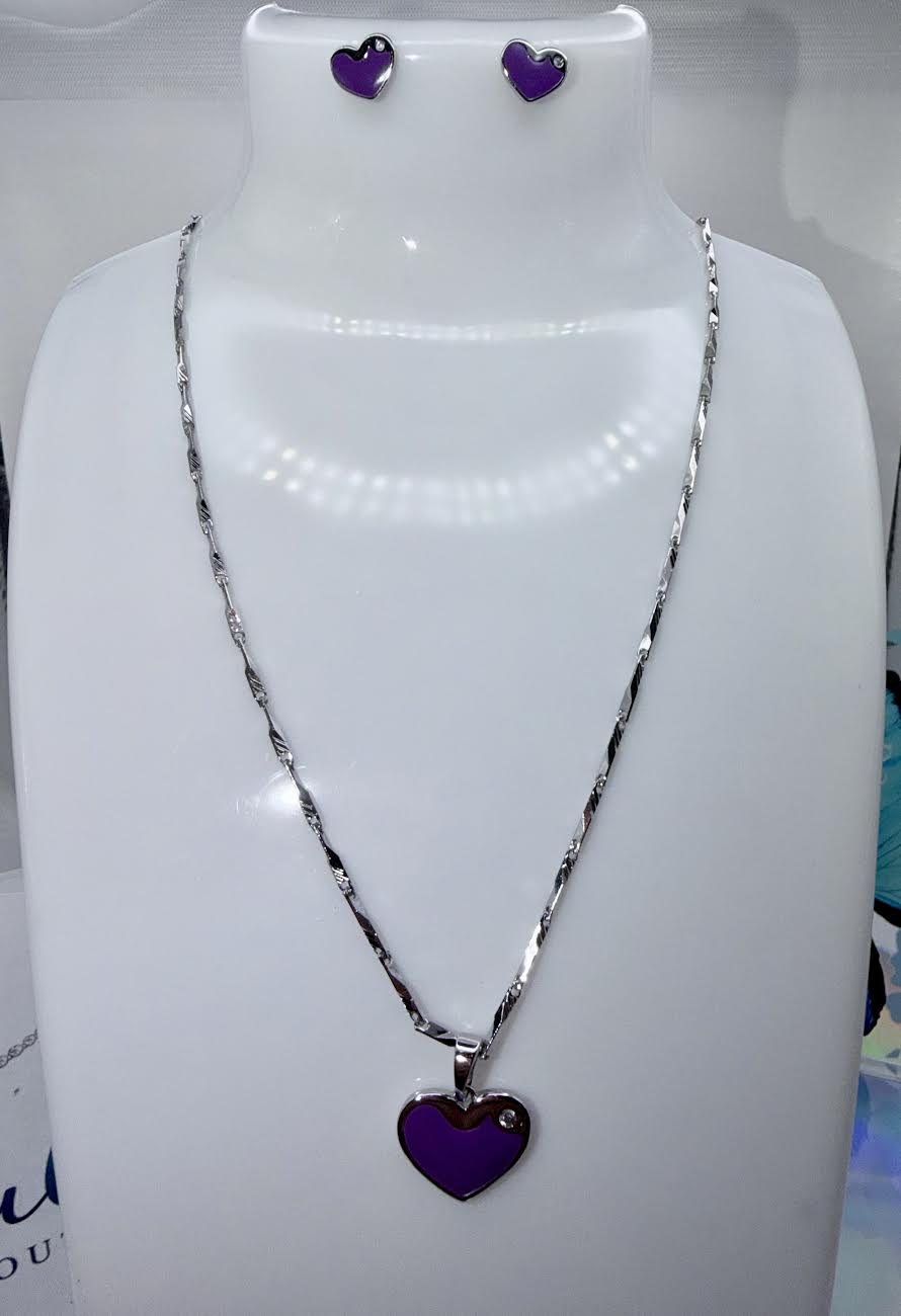 White gold laminated purple heart set