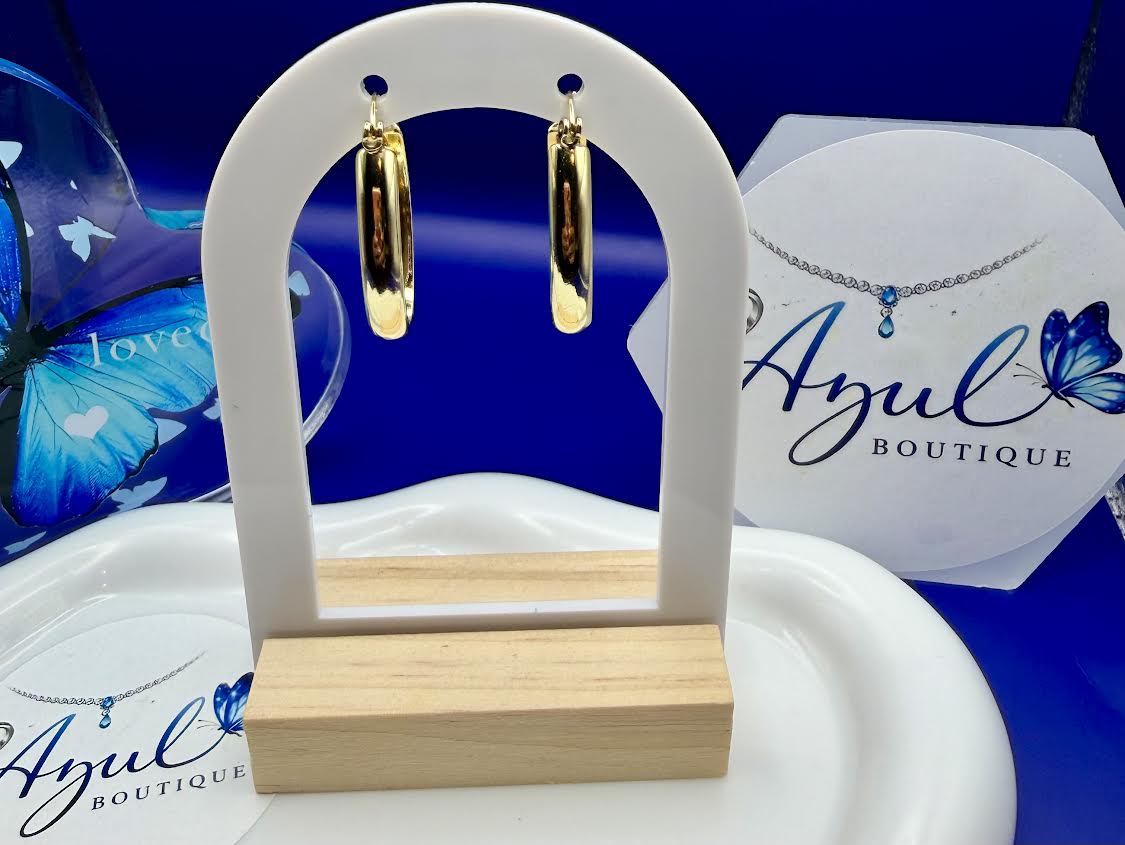 Gold plated oval hoops earrings
