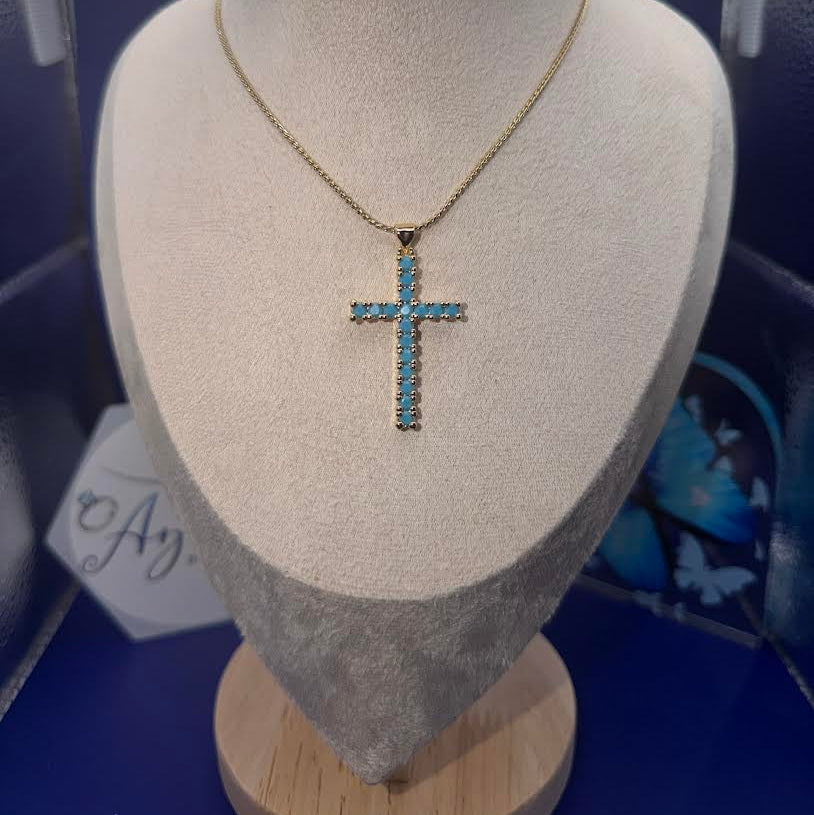 Vibrant Turquoise blue cross chain