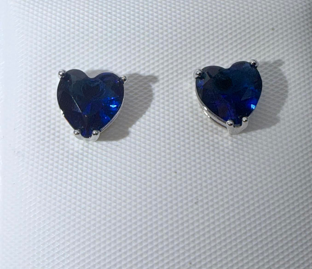 White gold laminated blue heart studs