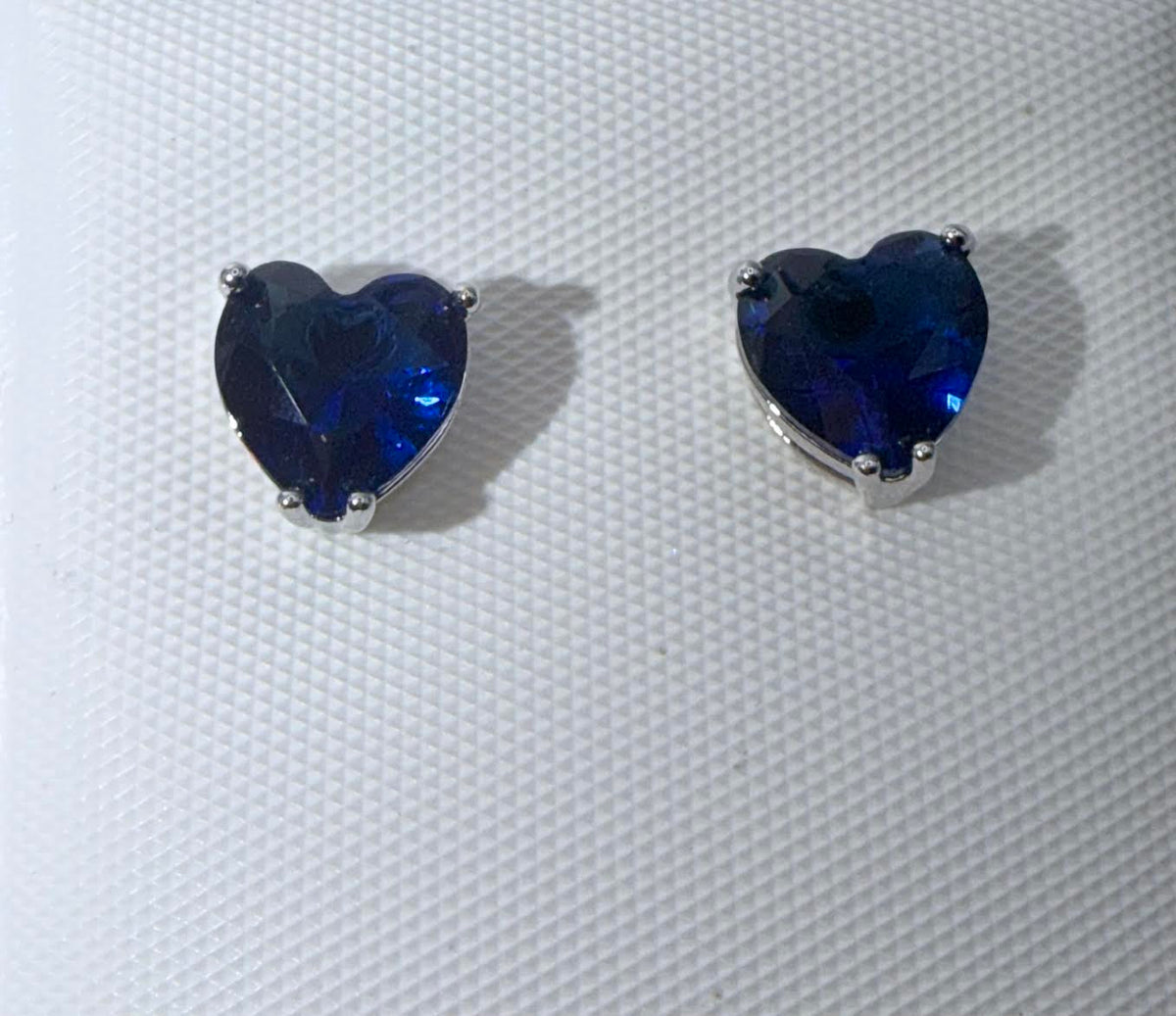 White gold laminated blue heart studs