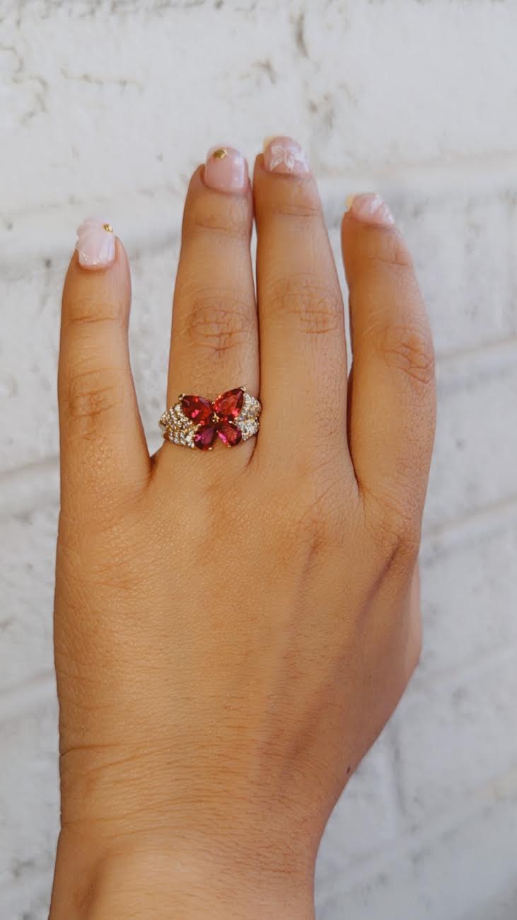 Red Gold Butterfly Ring