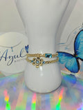 Turquoise stone & flower bracelets