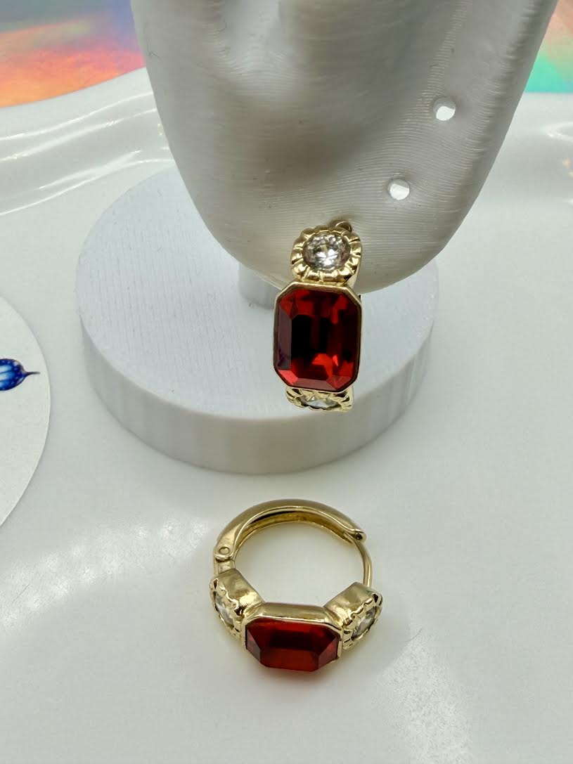 Hot Red mini hoops earrings