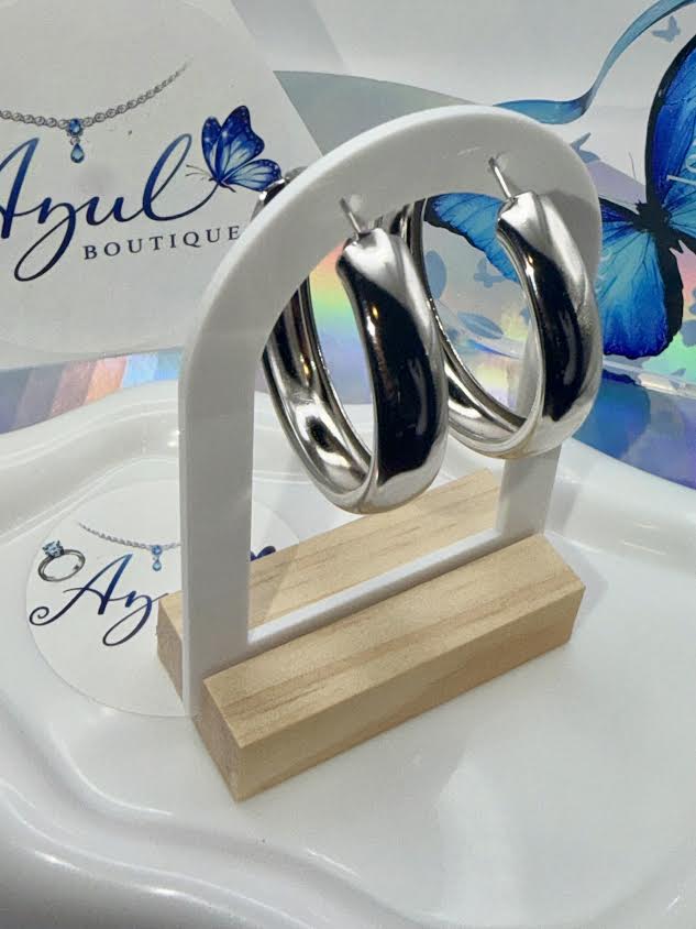 Silver chunky hoops