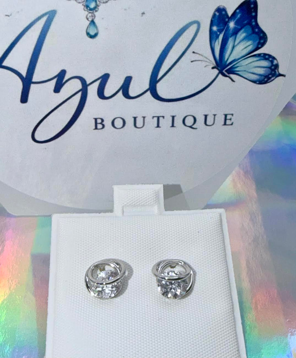 White gold laminated studs earrings