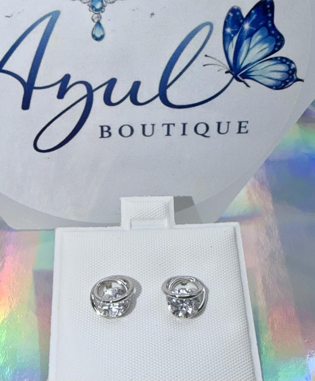 White gold laminated studs earrings