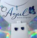 White gold laminated blue heart studs