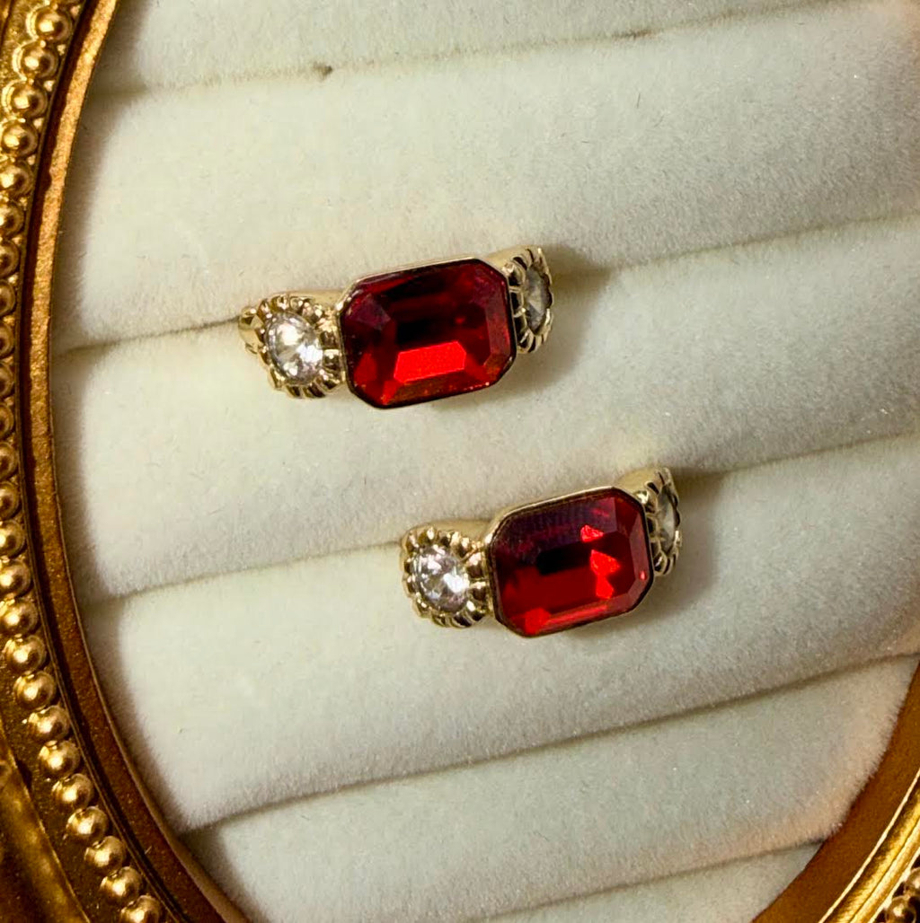 Hot Red mini hoops earrings