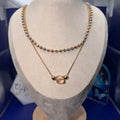 Tri-Color Bead Necklace with Gemstone