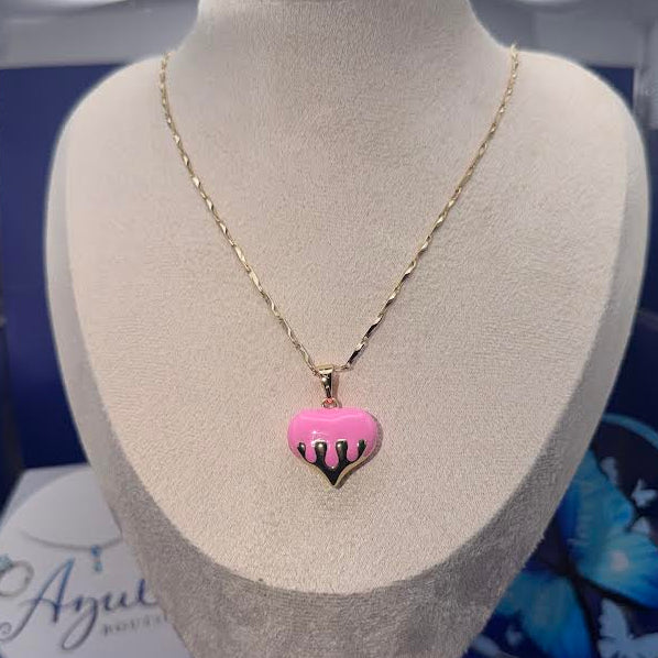 Bubblegum Pink Heart Pendant Necklace