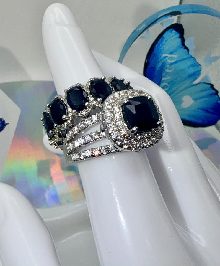 Black stone princess ring
