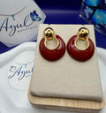 Red Big Hoop Earrings With Gold