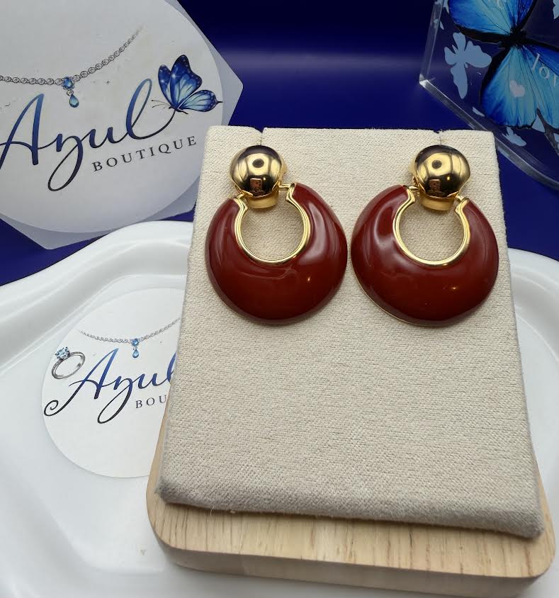Red Big Hoop Earrings With Gold