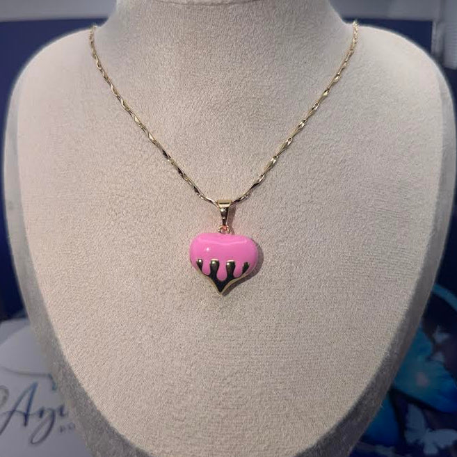 Bubblegum Pink Heart Pendant Necklace