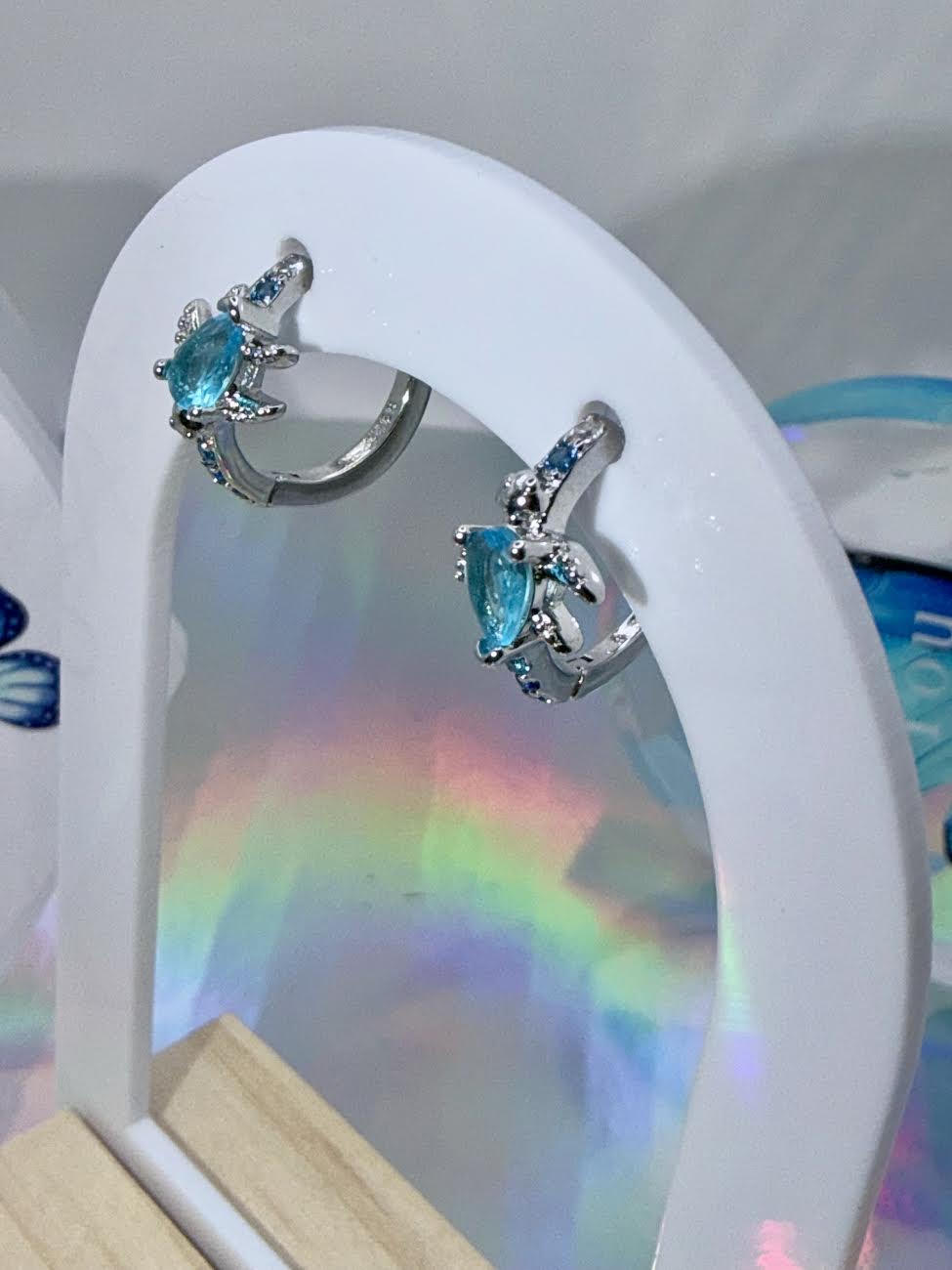 urquoise sea turtle hoops earrings