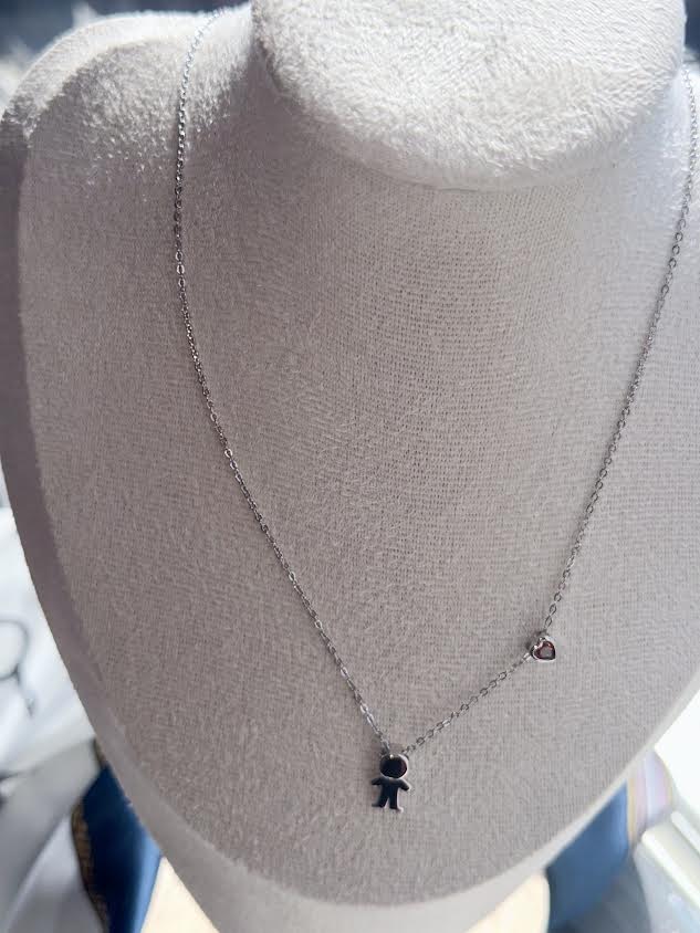 Silver 925 necklace with a boy figure