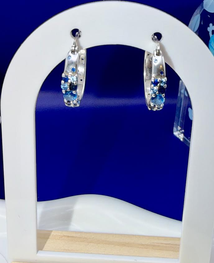 Blue Studded Hop Earrings