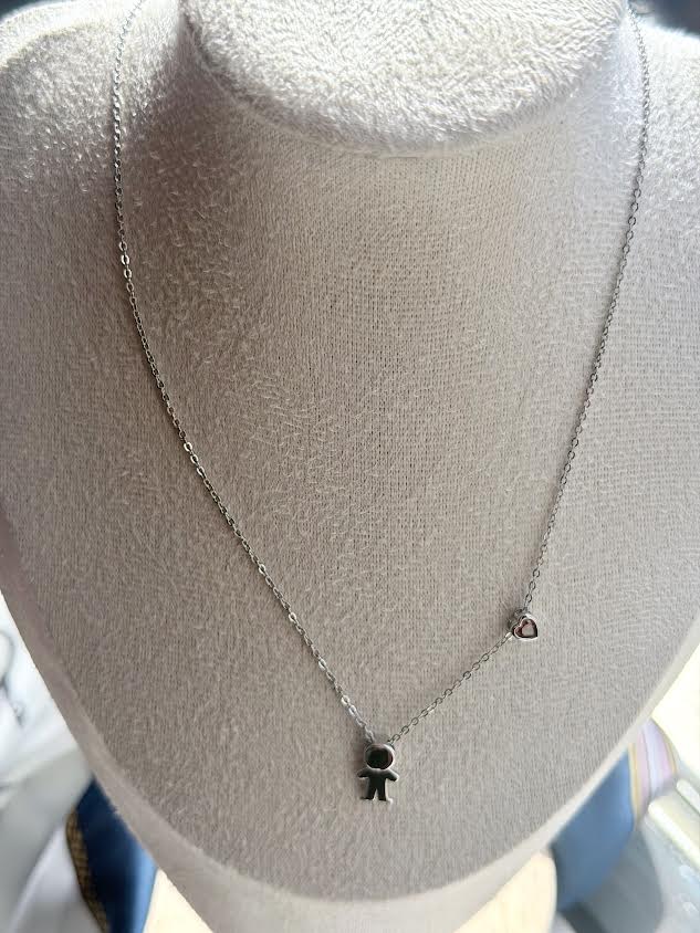 Silver 925 necklace with a boy figure