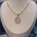 Iced moon & star chain