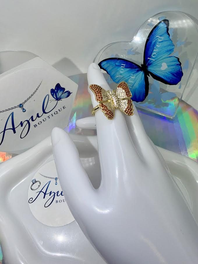 Two-tones Butterfly Ring