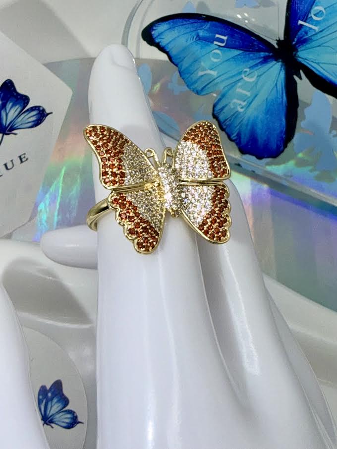 Two-tones Butterfly Ring