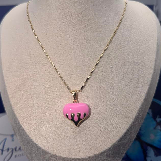 Bubblegum Pink Heart Pendant Necklace