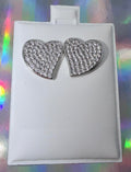White gold laminated heart studs