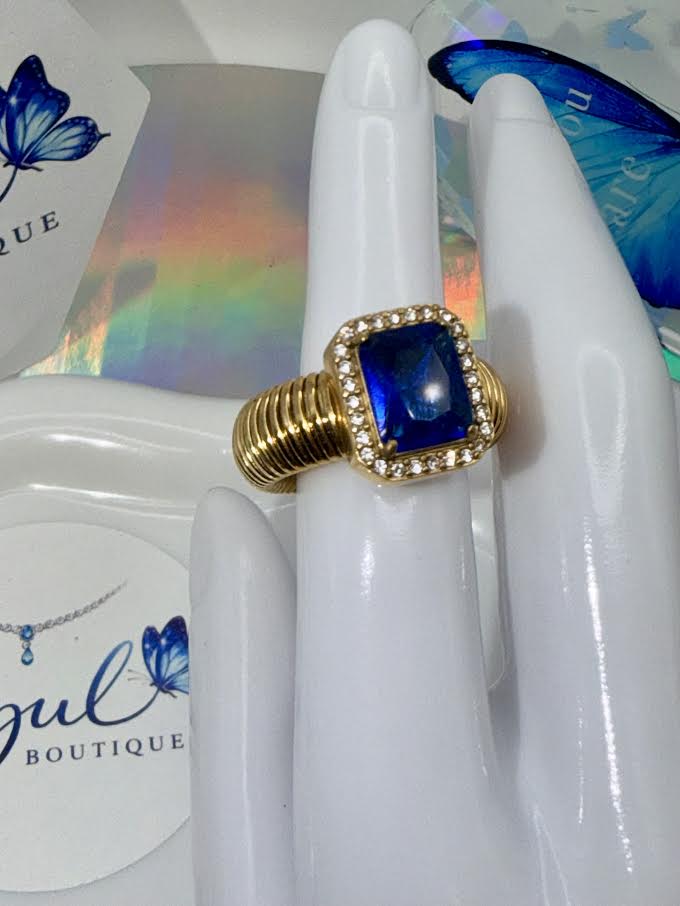 Square Big Blue Stone Ring
