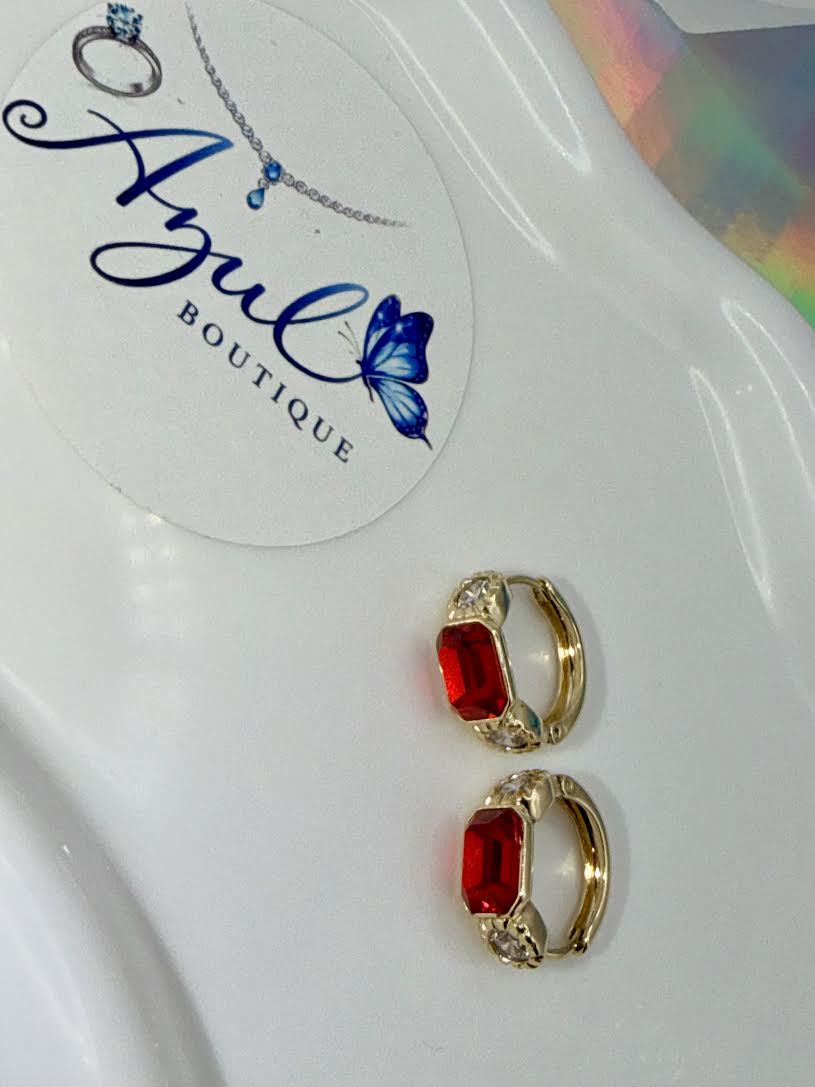 Hot Red mini hoops earrings