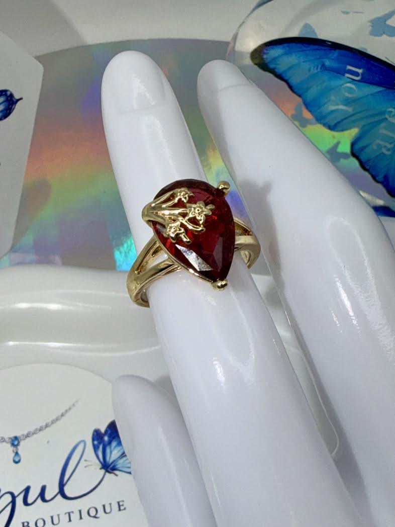 Red Teardrop Ring