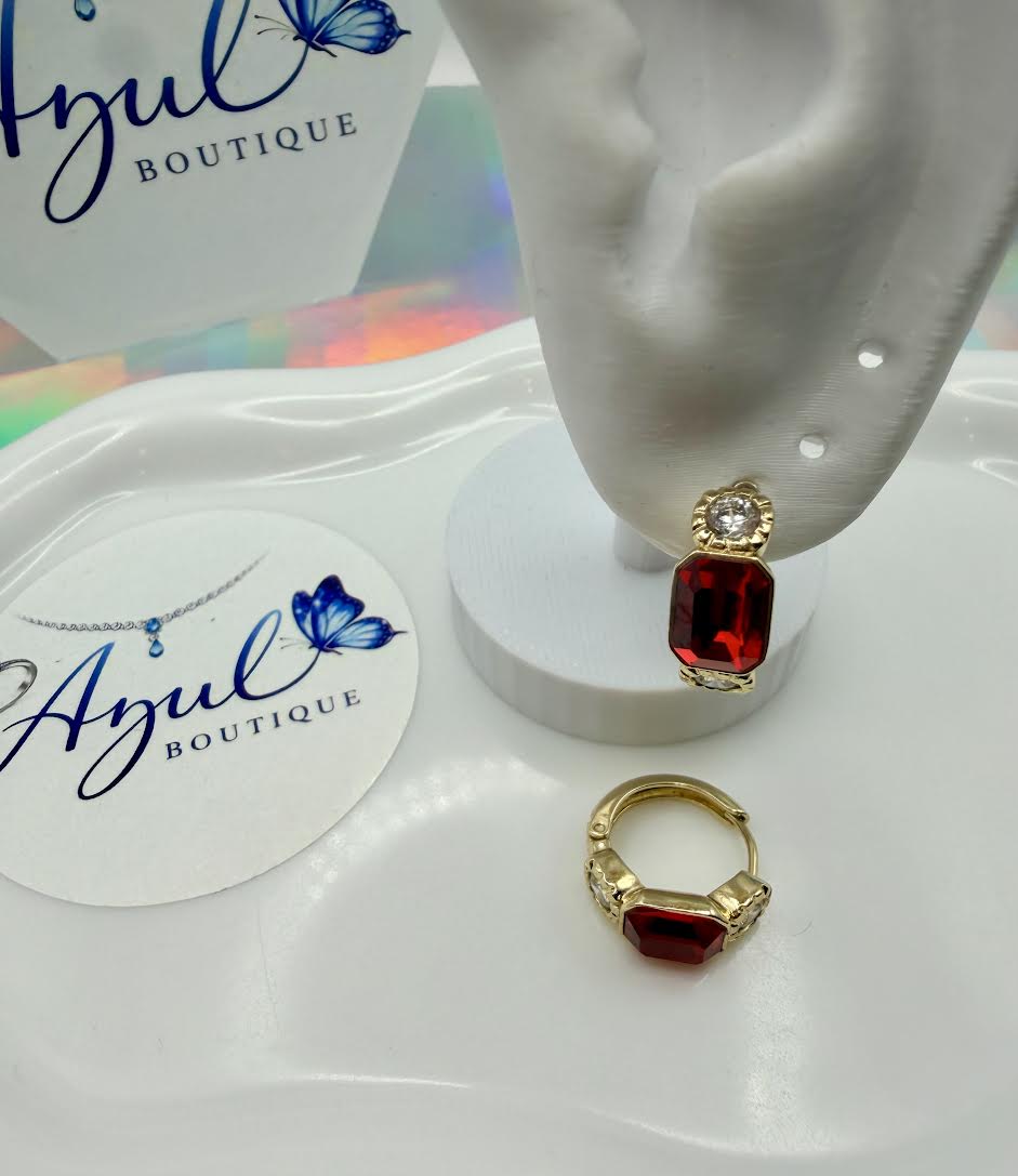 Hot Red mini hoops earrings