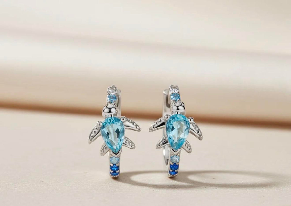urquoise sea turtle hoops earrings