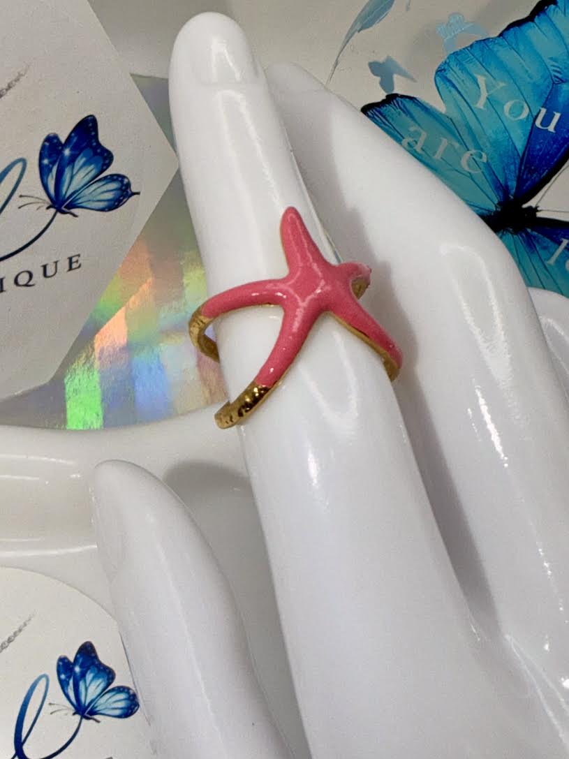 Pink starfish ring