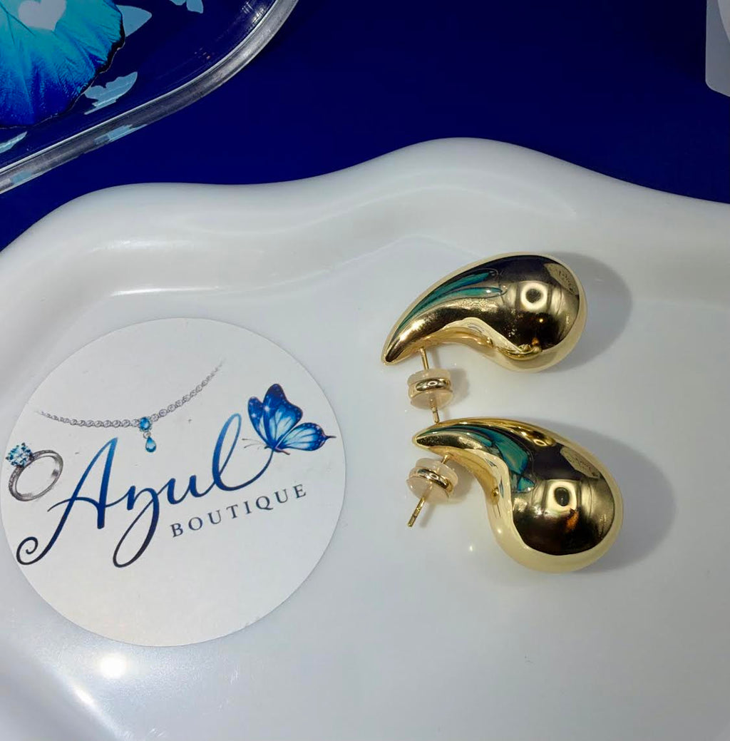 Gold plated big water droplets studs earrings