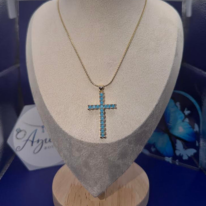 Vibrant Turquoise blue cross chain