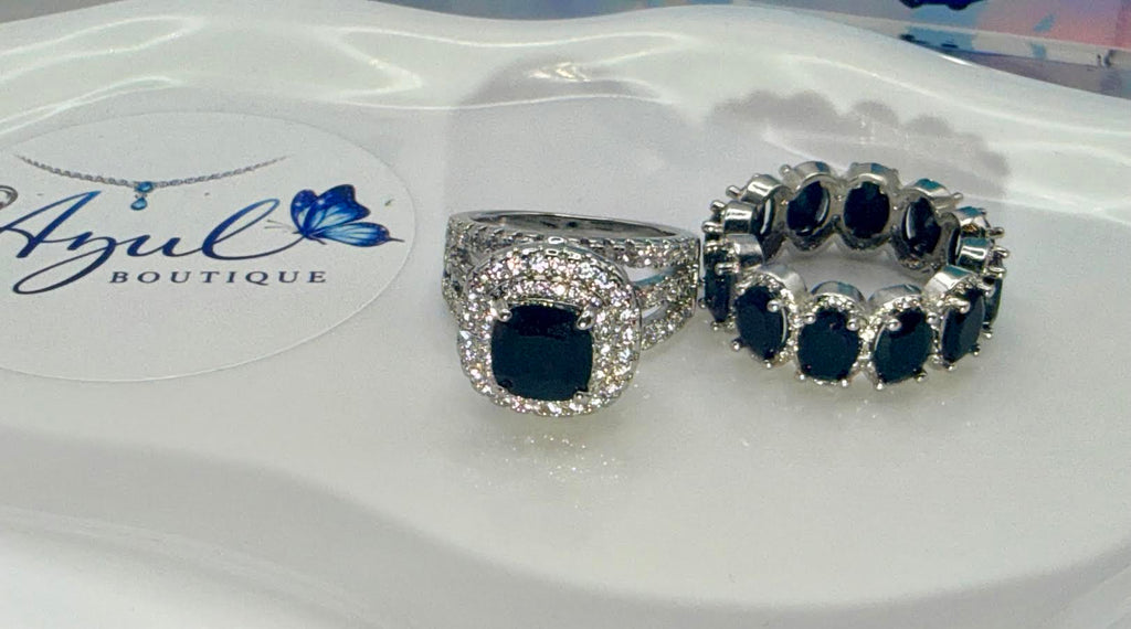 Black stone princess ring